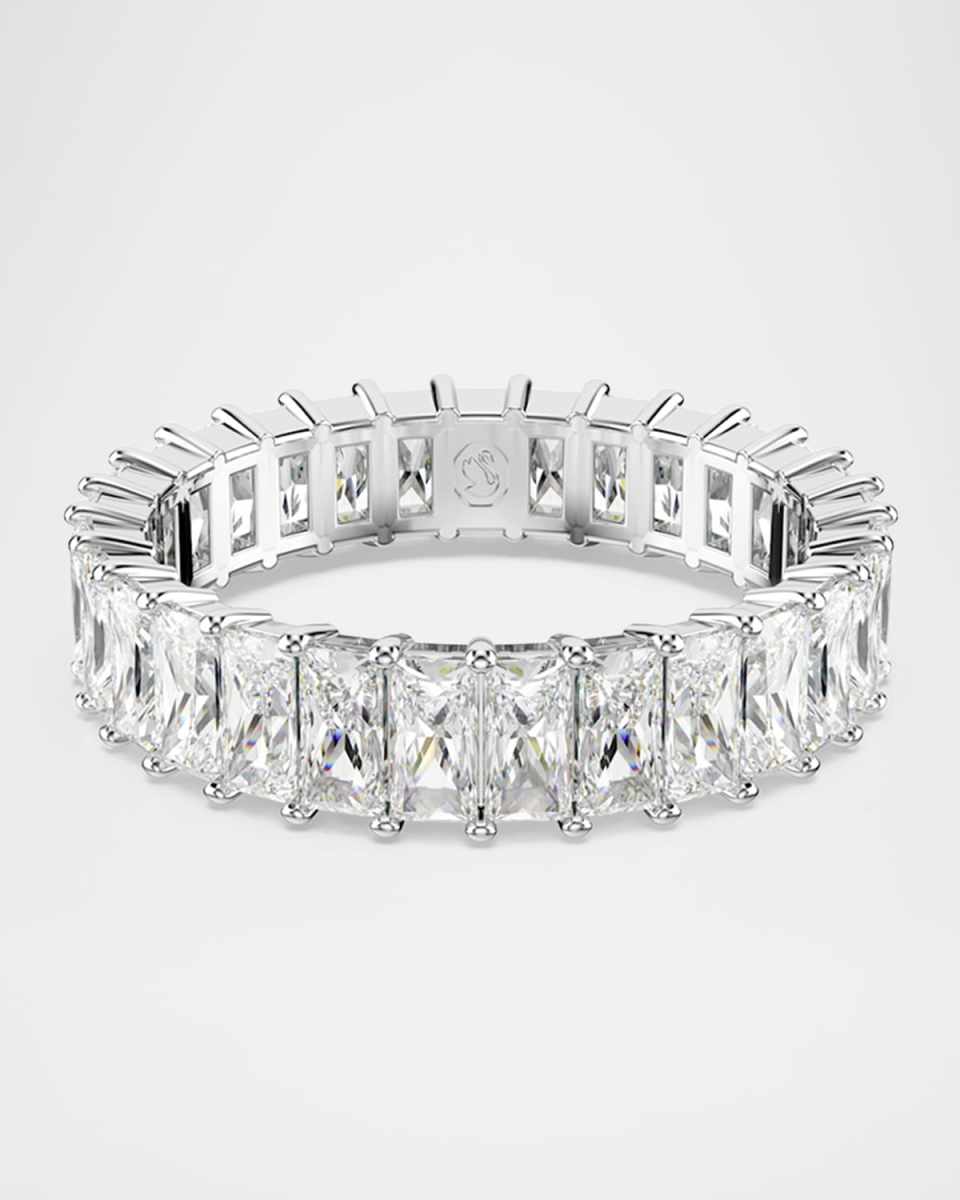 Matrix Rhodium-Plated Baguette-Cut Crystal Band Ring, Size 5.75